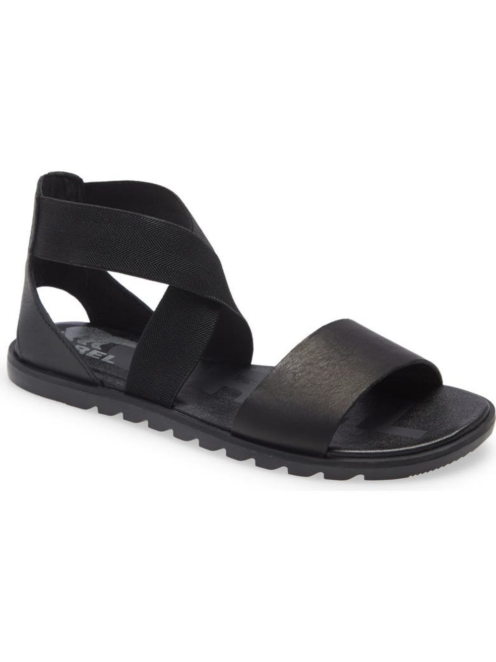 Sorel Ella II Crisscross Leather‎ Sandals Black Size 8